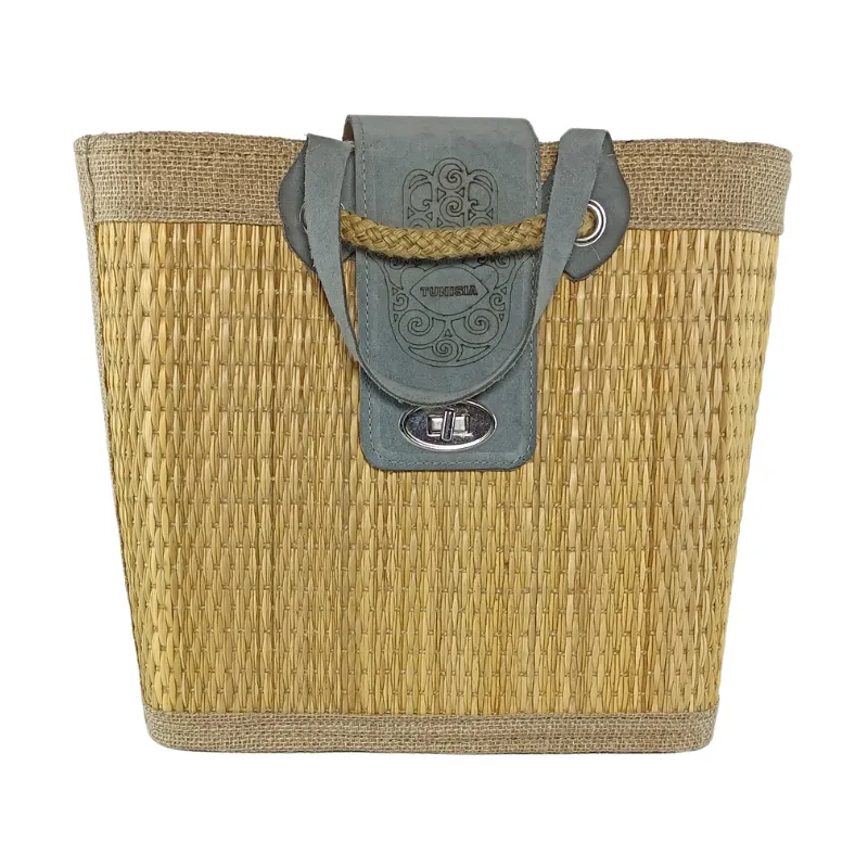 AN008 Grand Sac à Main Artisanal Tunisien en Fibre de Smar 1 Sac à Main Fait Main