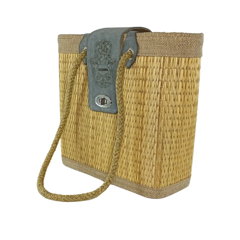 AN008 Grand Sac à Main Artisanal Tunisien en Fibre de Smar 14 Sac à Main Fait Main