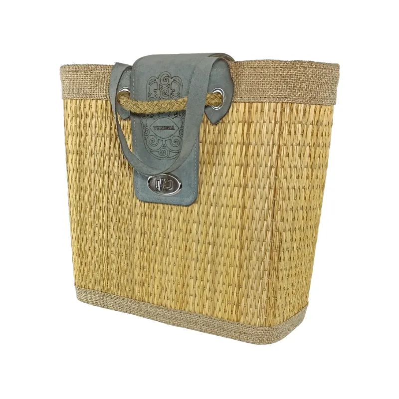 AN008 Grand Sac à Main Artisanal Tunisien en Fibre de Smar 2 Sac à Main Fait Main