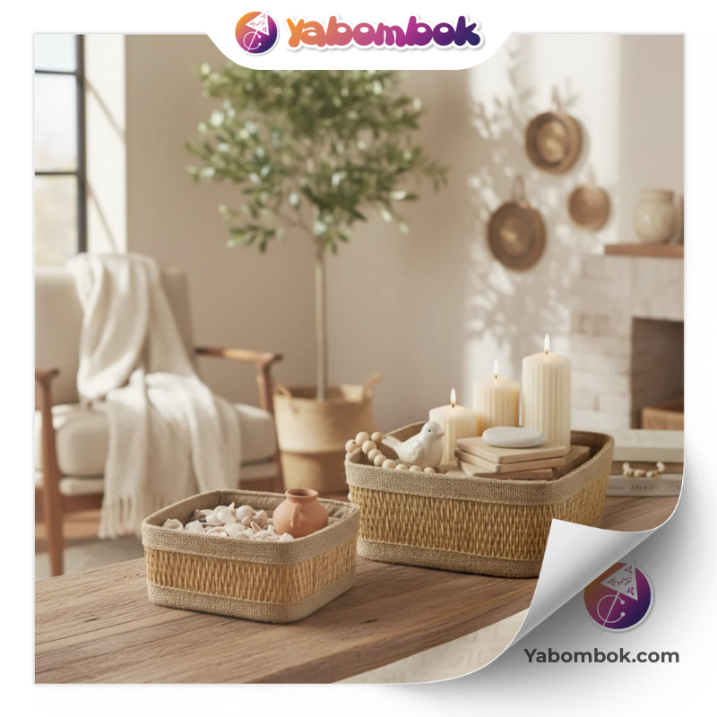 Set de 3 paniers faits main en fibre naturelle Smar