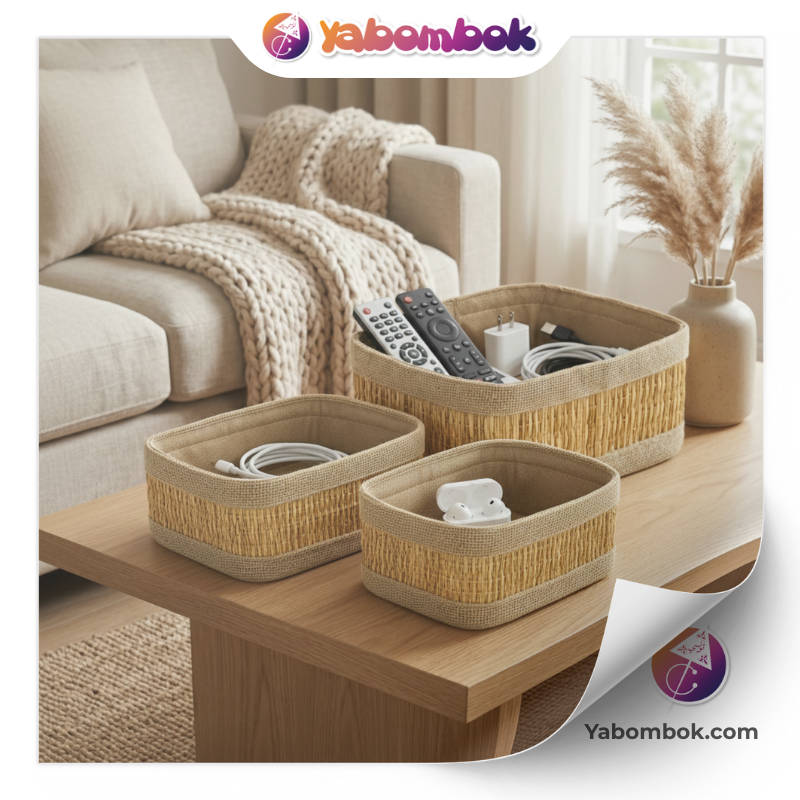 Set de 3 paniers faits main en fibre naturelle Smar