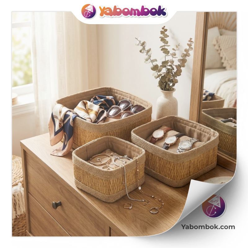 Set de 3 paniers faits main en fibre naturelle Smar