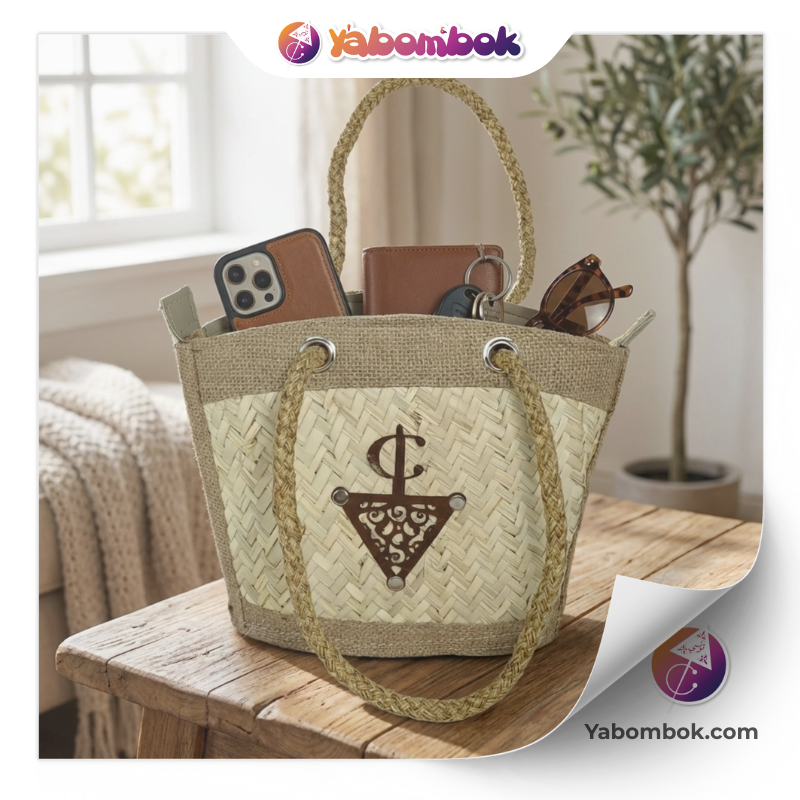 Petit-Sac-a-Main-fait-Main-Artisanal-Tunisien-en-Saaf-et-Toile-de-Jute