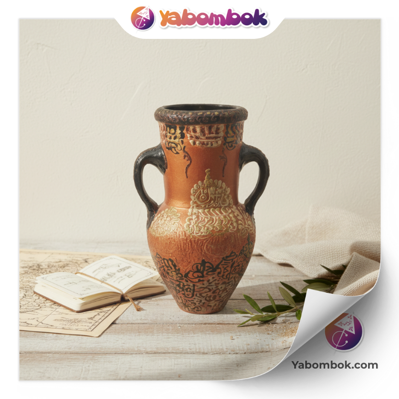 Petite Amphore Jarre Décorative Artisanale | Vase Miniature en Céramique Terre Cuite | Style Orientale Arabe Or Noir Cuivré | Décoration Maison Salon Bureau | Objet de Collection Souvenir