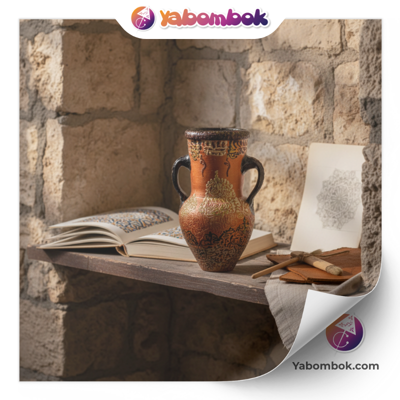 Petite Amphore Jarre Décorative Artisanale | Vase Miniature en Céramique Terre Cuite | Style Orientale Arabe Or Noir Cuivré | Décoration Maison Salon Bureau | Objet de Collection Souvenir