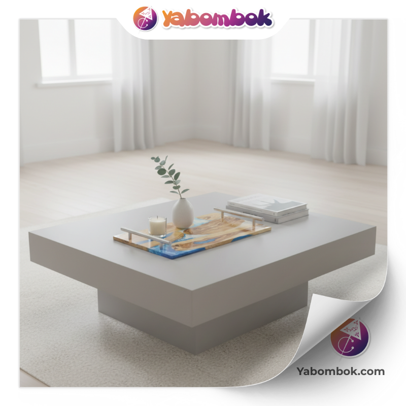 Plateau-de-Service-en-Bois-dOlivier-et-Resine-Epoxy-Modele-Riviere-Bleu-et-Blanc-Yabombok-KFB252 AI-2 Plateau de Service en Bois d’Olivier et Résine Époxy, Modèle Rivière Bleu et Blanc, Yabombok KFB252 1