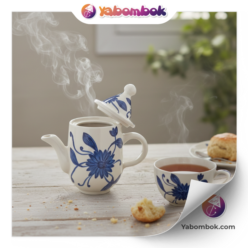 Théière Artisanale en Céramique blanche Émaillée Bouilloire Fait Main KHC022