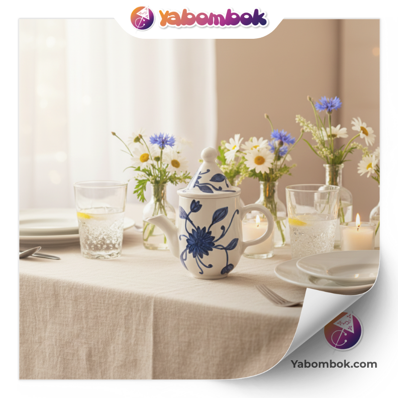 Théière Artisanale en Céramique blanche Émaillée Bouilloire Fait Main KHC022