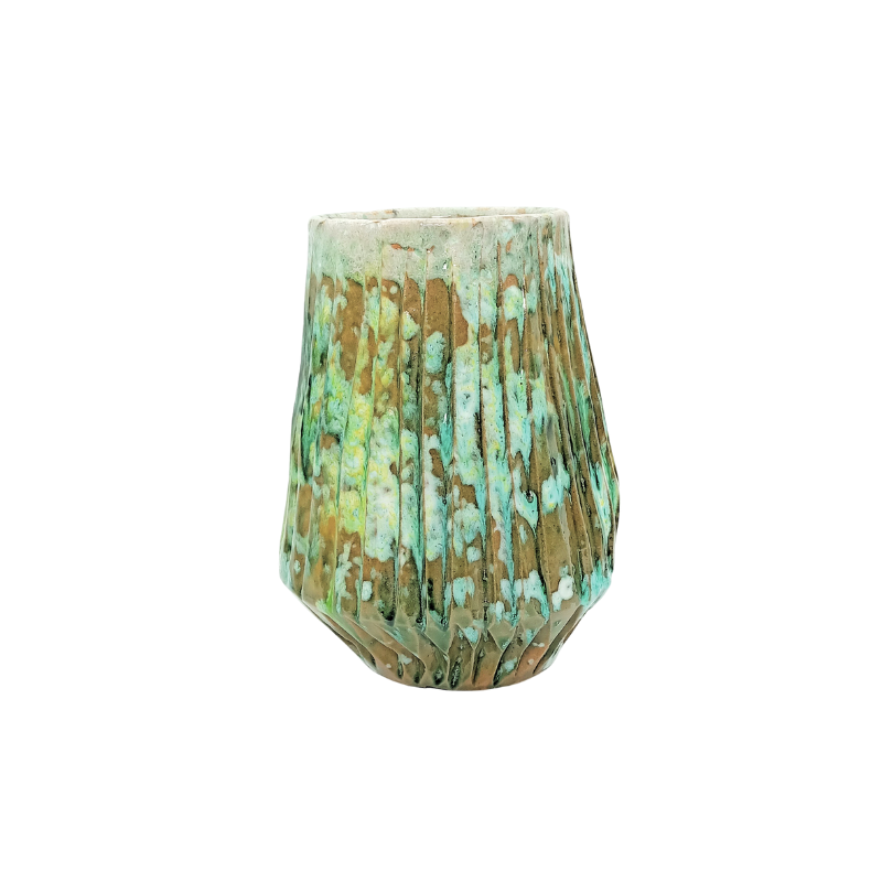 Vase Pot de Fleur Céramique Texturée Glaçure Réactive Artisanale Vert Turquoise Marron Décoration Moderne Boho Chic 1 Vase Pot de Fleur Céramique Texturée | Glaçure Réactive Artisanale Vert Turquoise Marron | Décoration Moderne Boho Chic KNC29