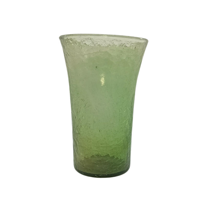 Vase Soliflore en Verre Soufflé Artisanal Vase Vert Craquelé Bullé Texturé