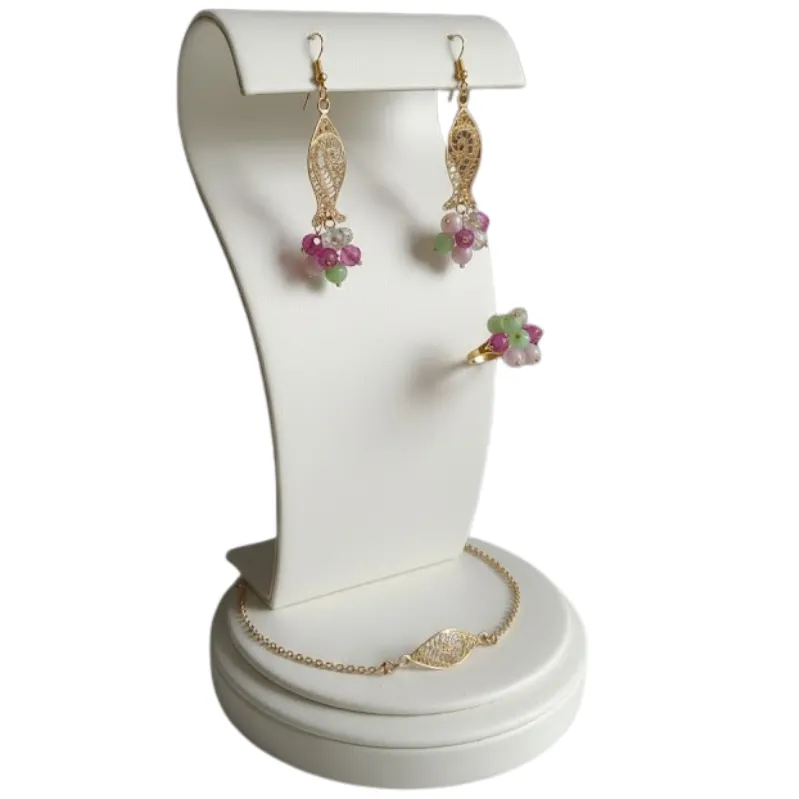 Set de bijoux doré avec perles pastel OM001 6 Set de bijoux doré avec perles pastel OM001